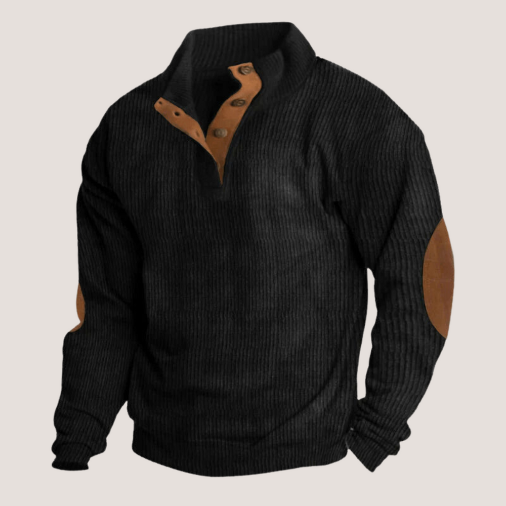 Enhanced Product Title: "Fredrick - Stylish Ribbed Pullover with Button Placket for Men" 

This title includes relevant keywords while clearly describing the product, making it more appealing for Google Shopping.
