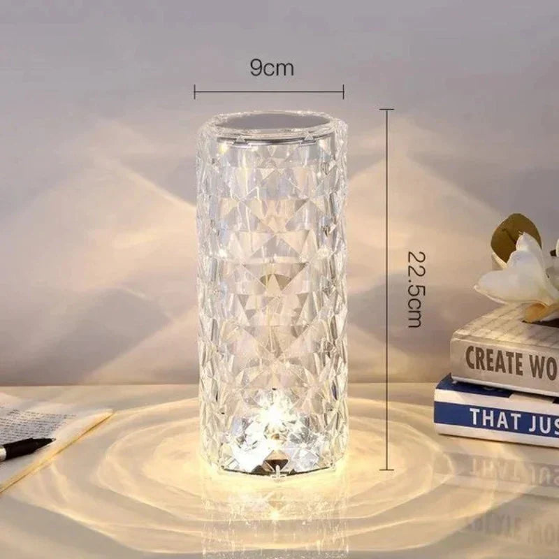 LED Crystal Table Lamp – 16 Colors, Touch & Remote Control, Rechargeable 21×9cm