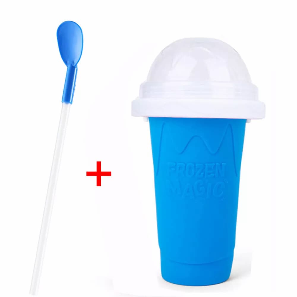 Slushy Maker Cup – Quick-Freeze Squeeze Cup, Leak-Proof Lid & 2-in-1 Straw Spoon