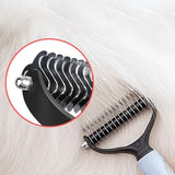 Double-Sided Pet Dematting Brush – Stainless Steel Teeth, Dogs & Cats, Non-Slip Grip