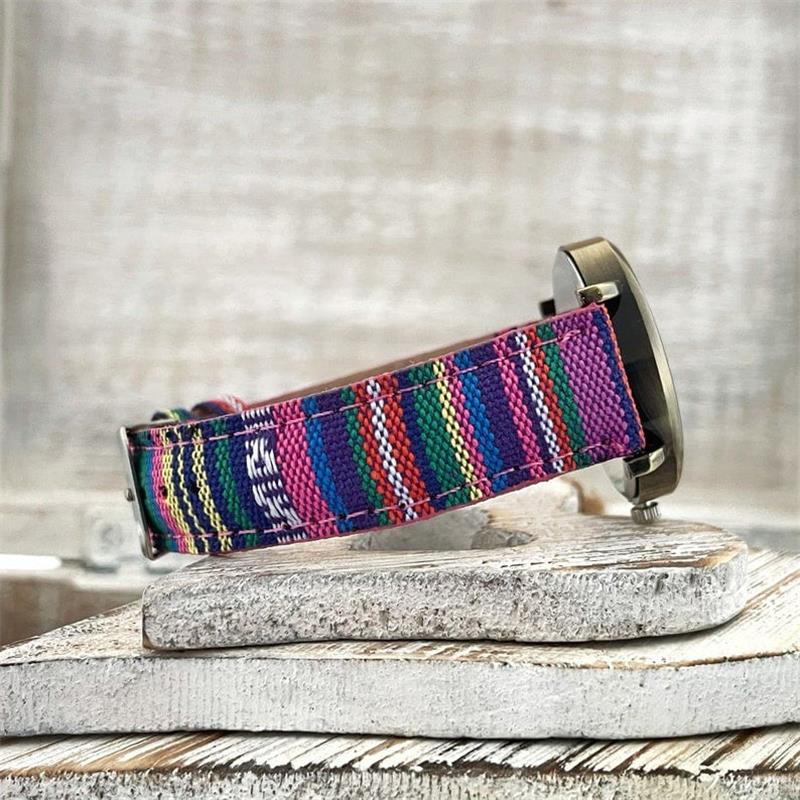 Watch with Multicolor Rainbow Pattern & Braided Band - Elyvra