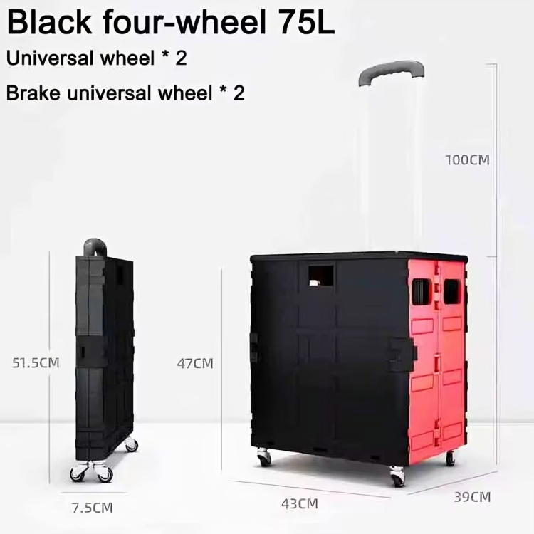 Folding Stair-Climbing Trolley Cart – 50/75L, Multi-Wheel & Collapsible