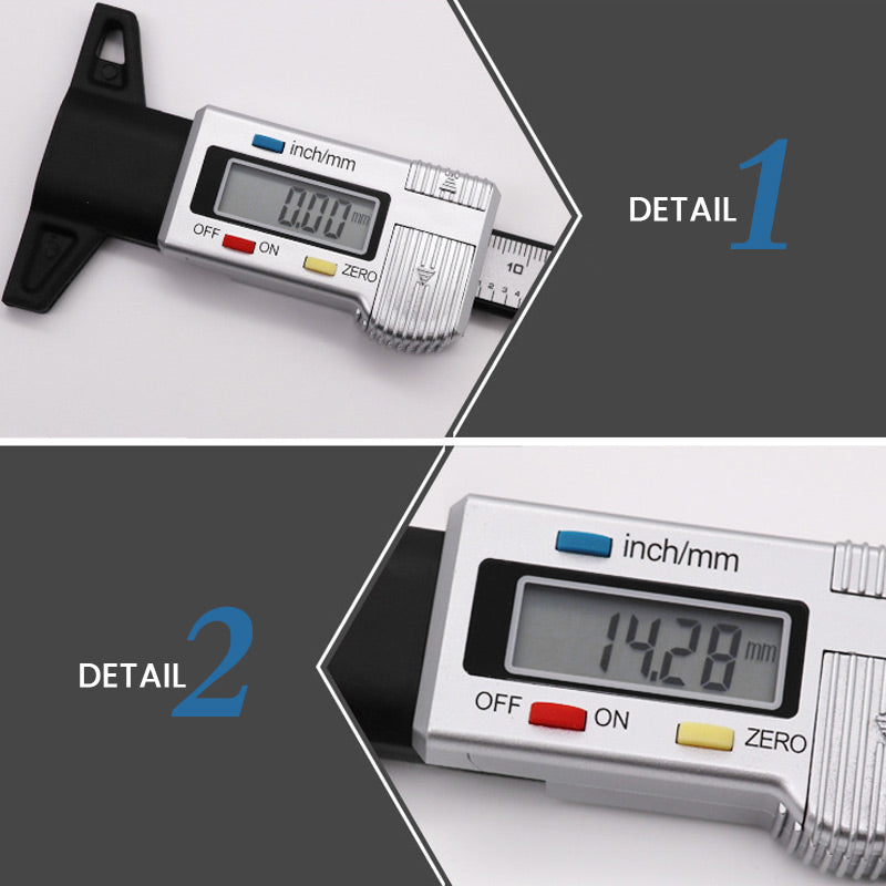 Digital Tire Tread Depth Gauge – LCD Display, 0.01mm Accuracy & mm/Inch Units
