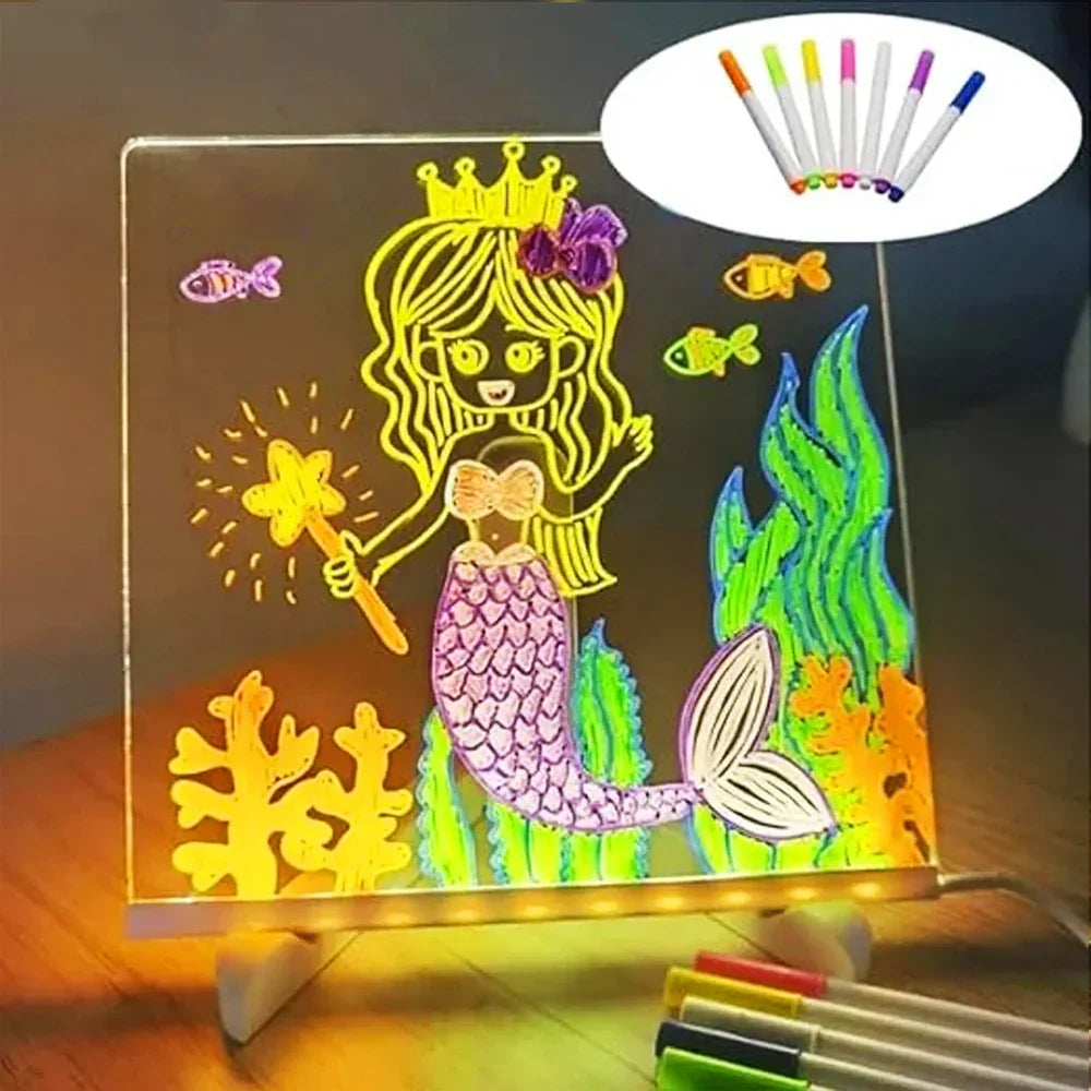 LED Neon Drawing Tablet – USB-Powered, Reusable Acrylic Panel & 3 Sizes