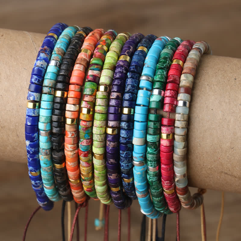 Seraphina – Braided Bracelet with 2.4mm Natural Stone Beads