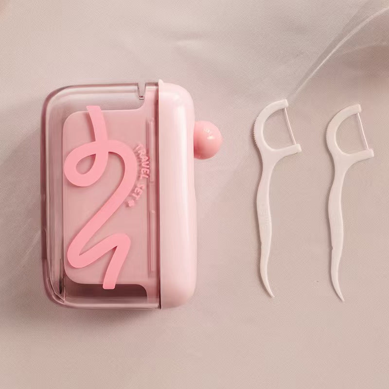 Push-Button Floss Pick Dispenser – 100 Picks, Refillable & Dustproof