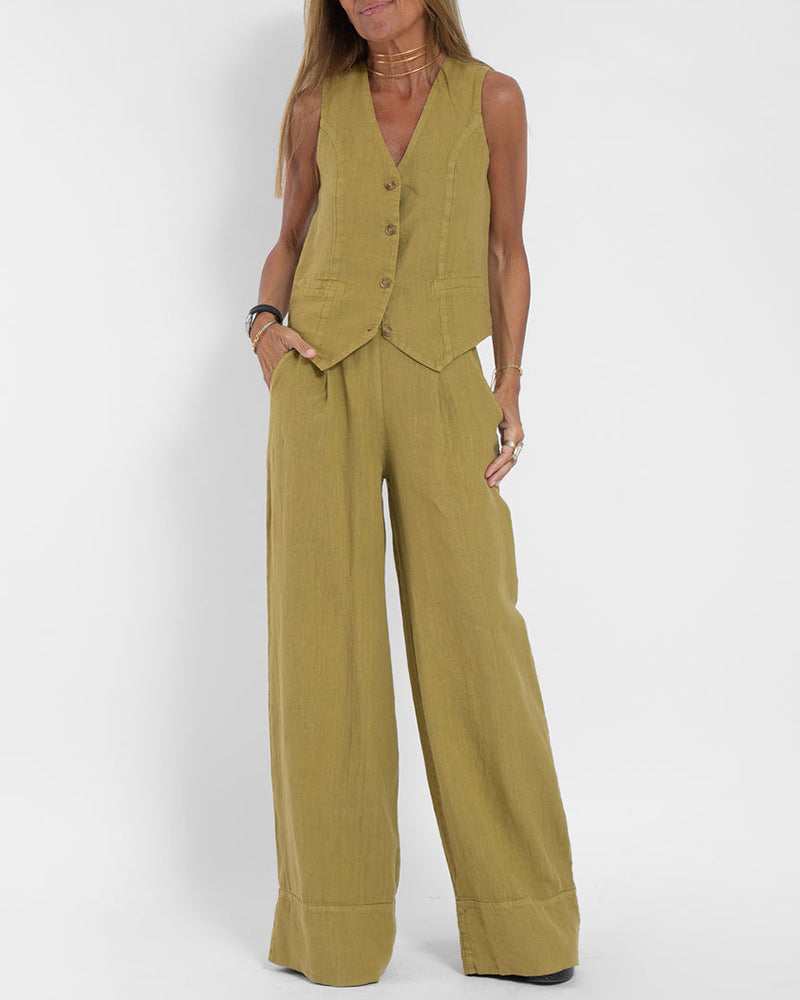 Alma linen 2-piece set - Yellow