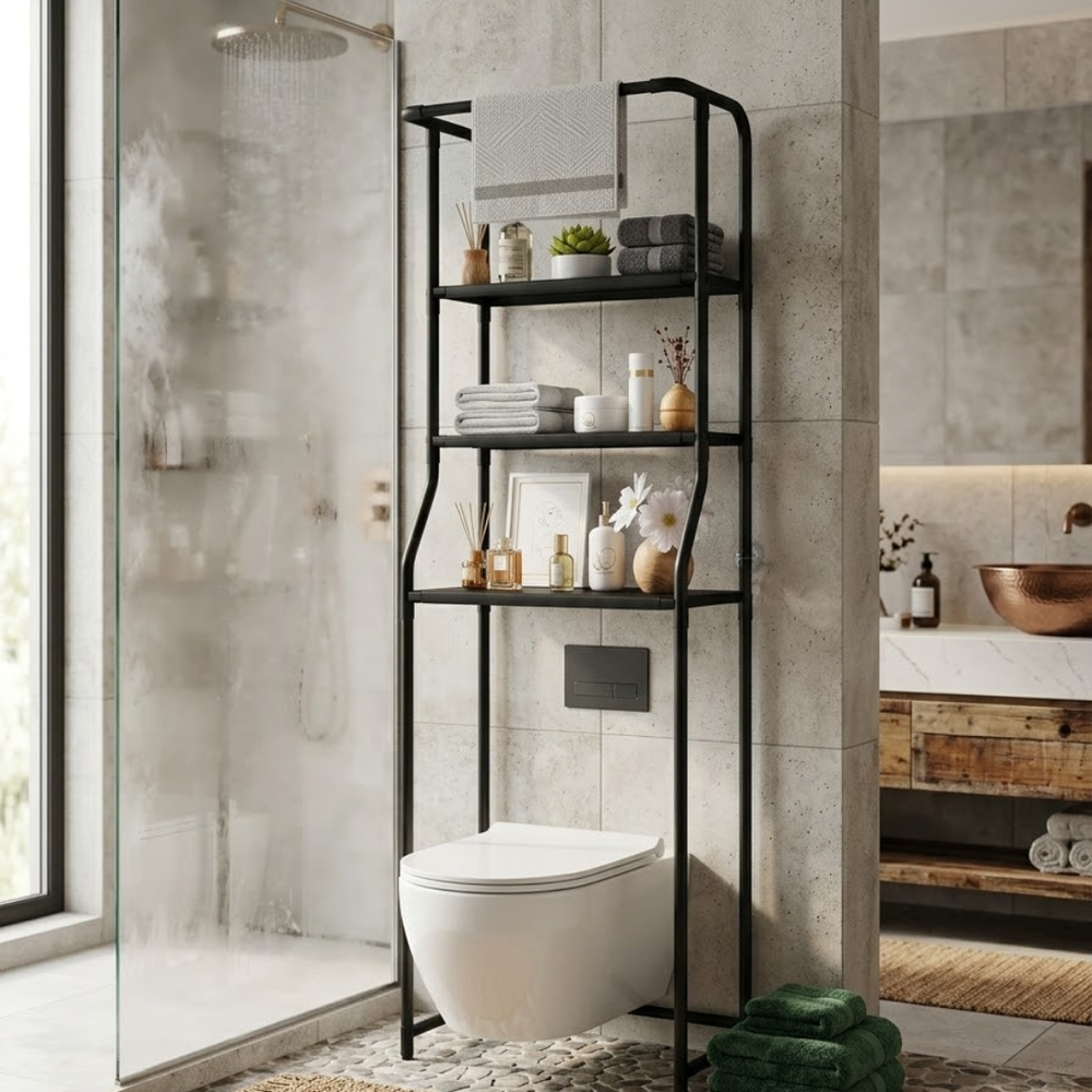 Over-Toilet Storage Shelf – 3-Tier, 47×35×158 cm & Waterproof Steel