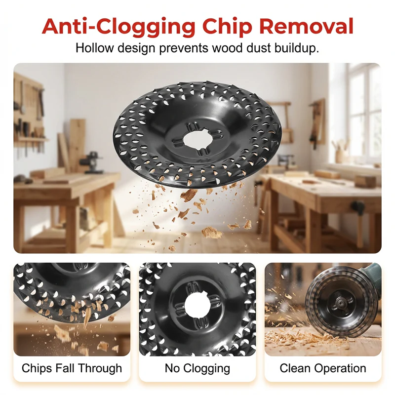 Wood Carving Grinding Disc – 125mm, Carbide Hollow Teeth, for Angle Grinders