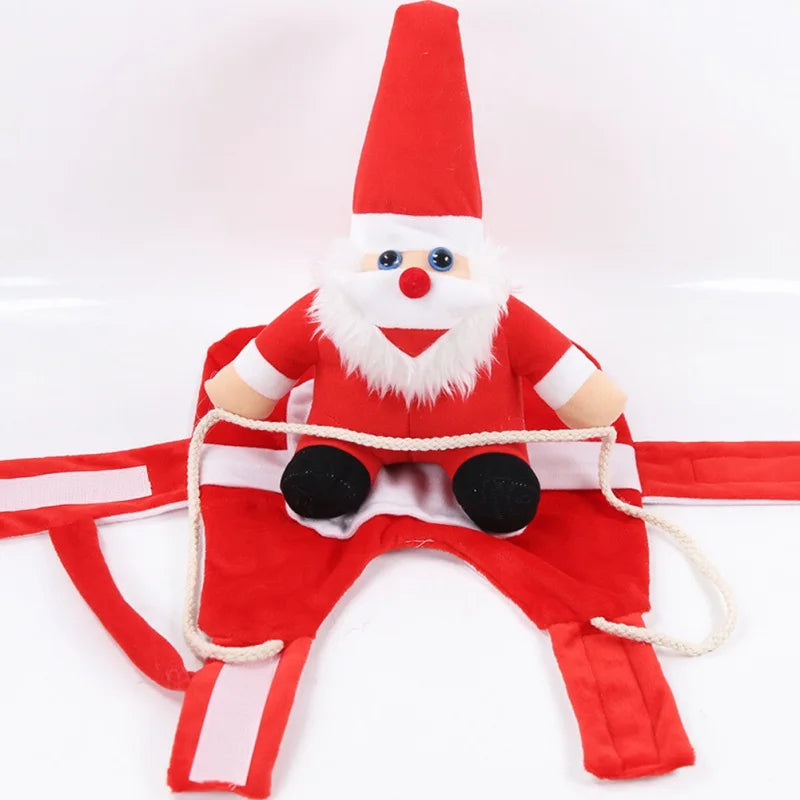 Santa Claus Riding Dog Christmas Costume - Festive Pet Outfit for Holiday Parties & Photos