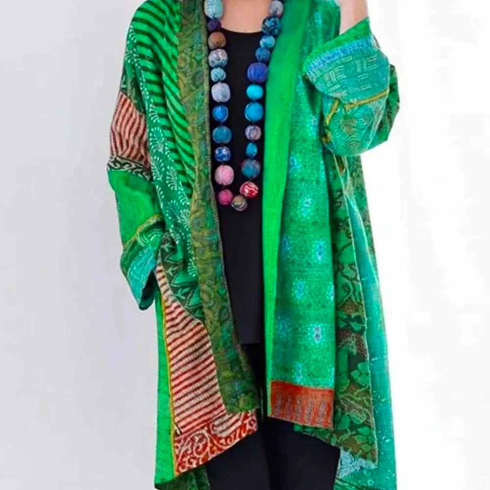 Autumn Boho cardigan with colorful autumn pattern – Maravilla