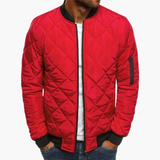 Men's Quilted Bomber Jacket – Zip Front, Arm Pocket & Ribbed Hem