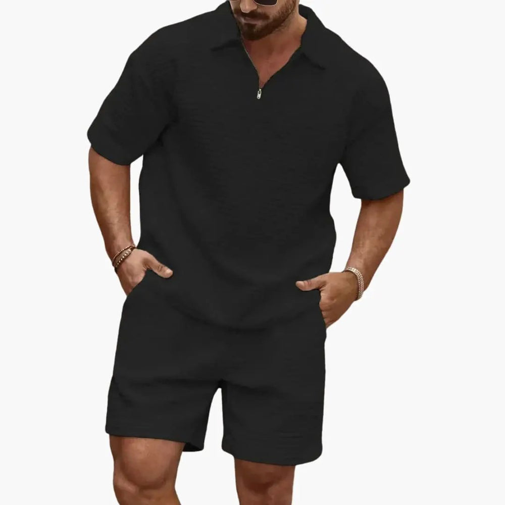 Men's Two-Piece Set – Quilted Structure & Half-Zip