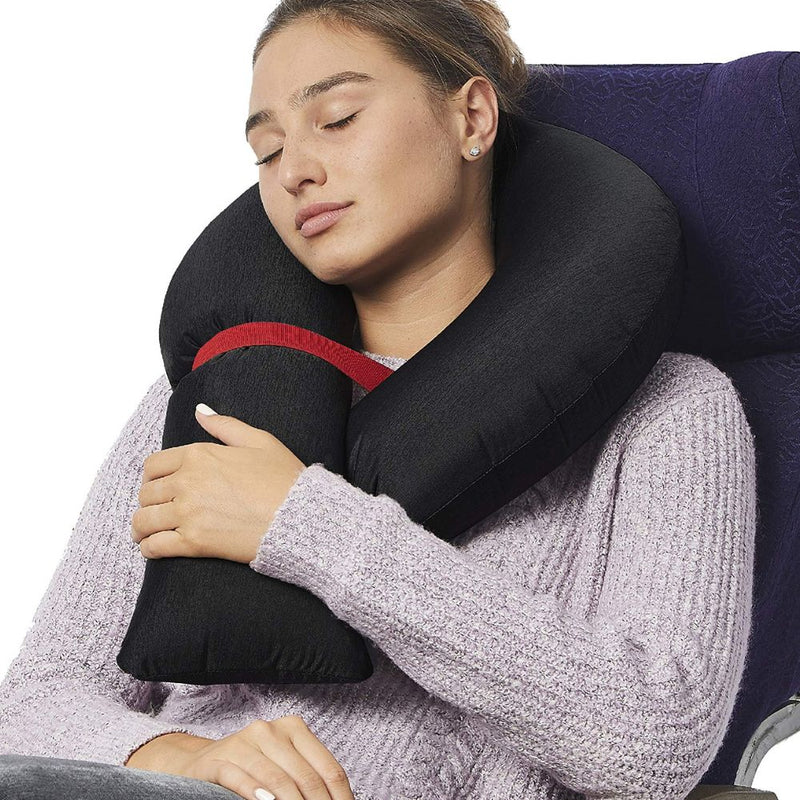 Inflatable Travel Neck Pillow – Adjustable Air Pressure, Ergonomic Support & Carrying Bag