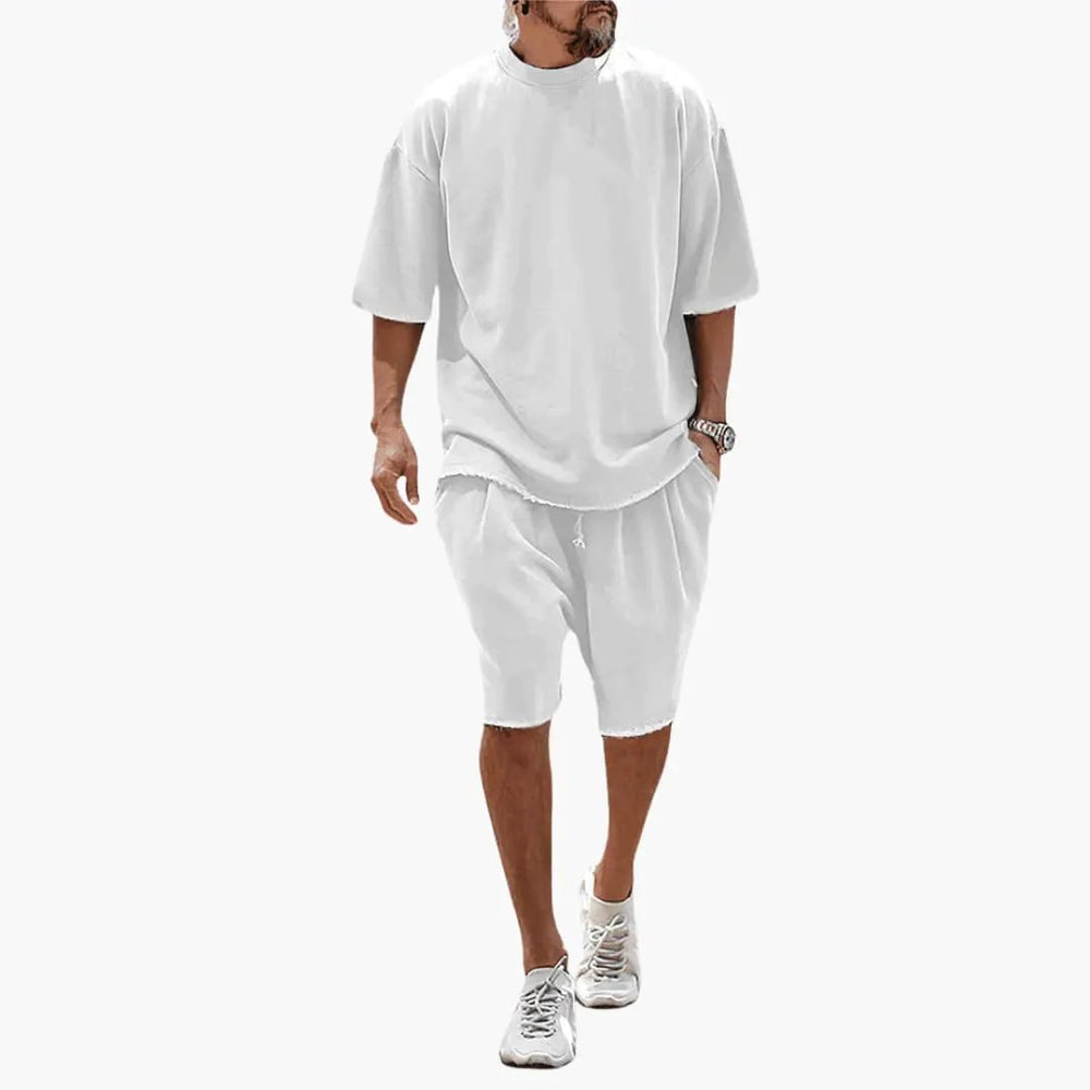 Two-Piece Set – Men's, Drawstring Shorts & Oversized Shirt