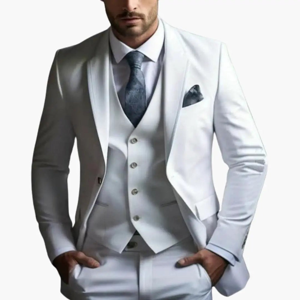 Men's Three-Piece Formal Suit – Blazer, Vest & Straight-Leg Trousers