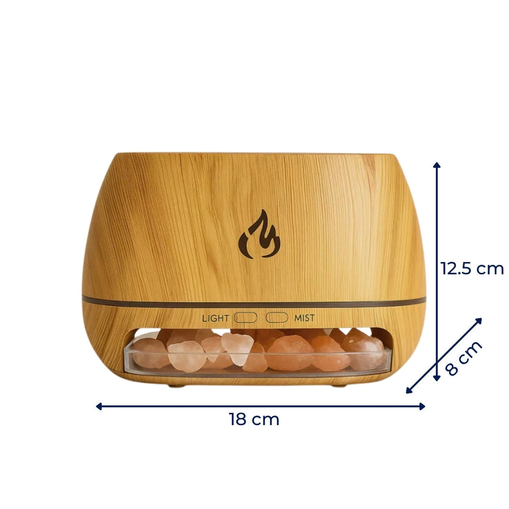 Ultrasonic Salt Stone Humidifier – LED Light, Whisper-Quiet & 18×12.5×8cm Compact