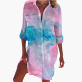 Women's Shirt Dress – Long Sleeve, Button Front & Knee Length