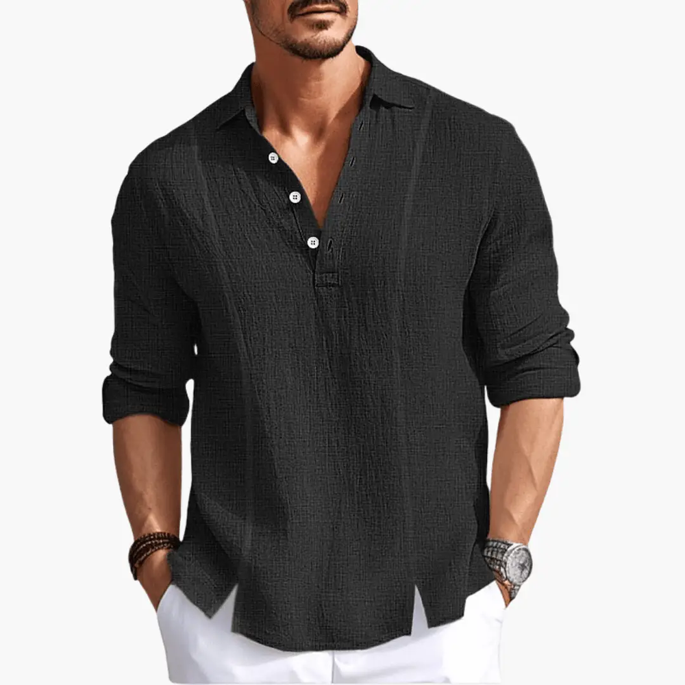 Men's Casual Button-Up Shirt – Long Sleeve, Breathable Fabric & Relaxed Fit
