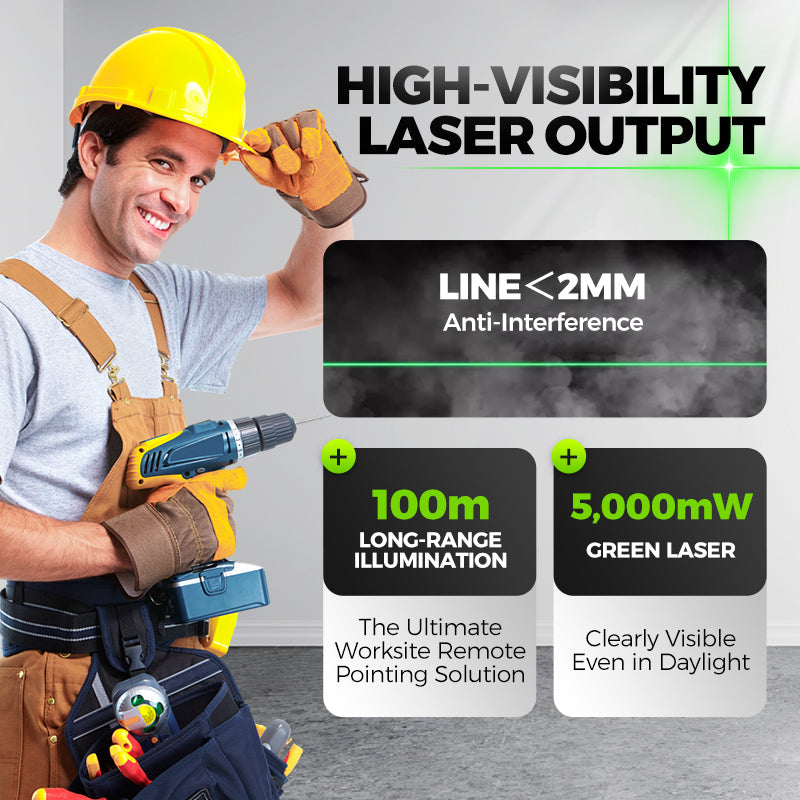 Green Cross-Line Laser Level – IP64, ±0.1° Accuracy & Tripod Mount