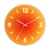 Glass Wall Clock – 30cm, Silent Quartz Movement in Orange, Blue or Purple