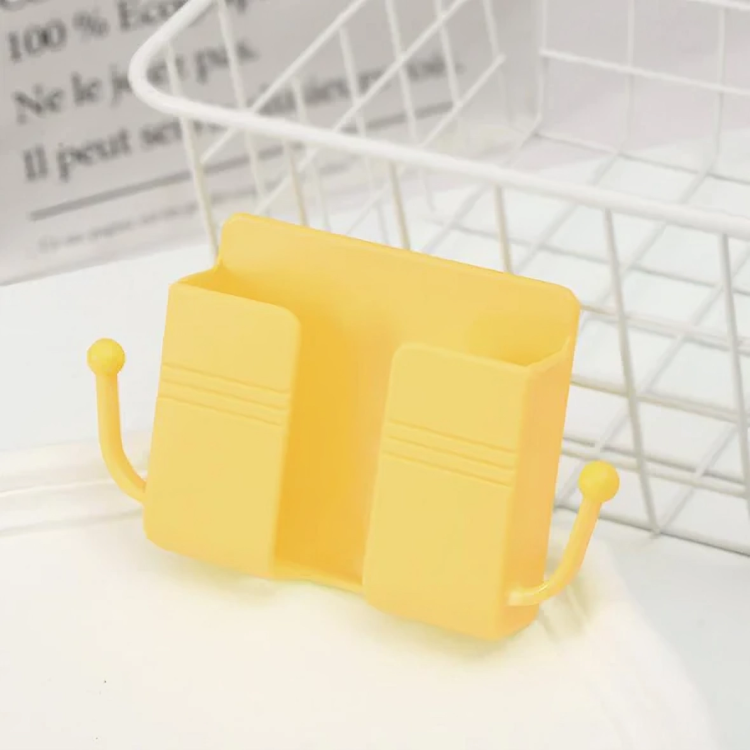 Wall-Mount Phone Charging Holder – Self-Adhesive, Cable Slot & 4 Colors