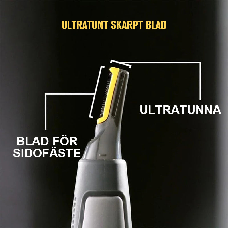 Nose & Ear Hair Trimmer – Ultra-Thin LED Light, Stainless Steel Blades, 15×2.5cm Grey