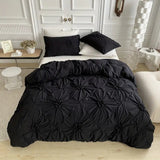 Quilt Cover Set Floral Pleated Bedroom Bedding