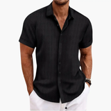 Men's Striped Button-Up Shirt – Short Sleeve, Lightweight & Relaxed Fit