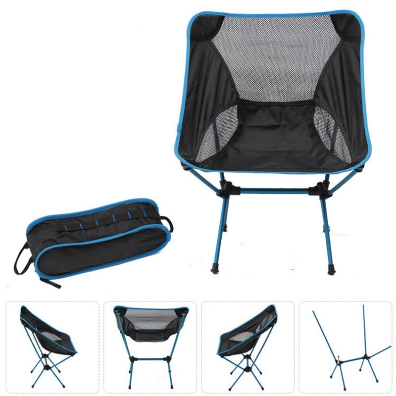 Ultralight Folding Camping Chair – 0.9kg, Aluminum Frame, Mesh, with Carry Bag