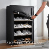 Optimized Product Title: **Stylish Fabric-Covered Shoe Cabinet with Sturdy Steel Frame – Available in 6 or 8 Tier Options for Maximum Storage**