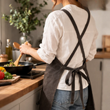 Multifunctional Canvas Work Apron with Cross-Back Straps and Multiple Pockets for Crafts and DIY Projects
