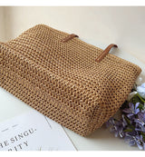 Woven Rattan Basket Bag – Leather Handles, 30×33cm & Women's Shopper Tote