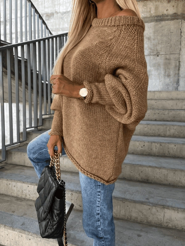 Loosely knitted ladies' jumper with off-shoulder design – Amira - 4