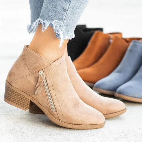Helena Orthopedic Leather Ankle Boots – Beige