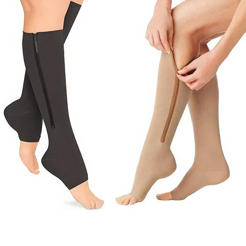 Compression Socks – Zipper Closure, 20-30 mmHg Firm Support & Unisex Fit