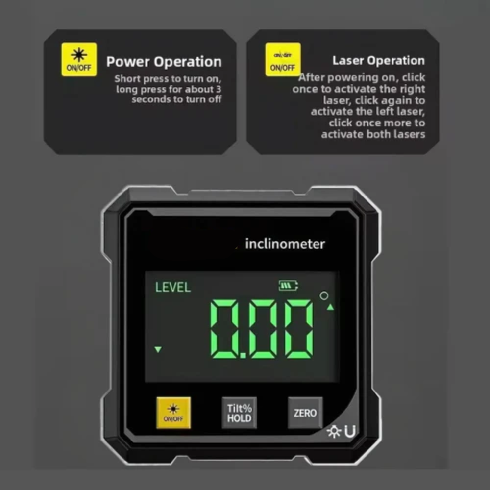 Laser Digital Angle Finder – LCD Display, Magnetic Base & Built-In Laser