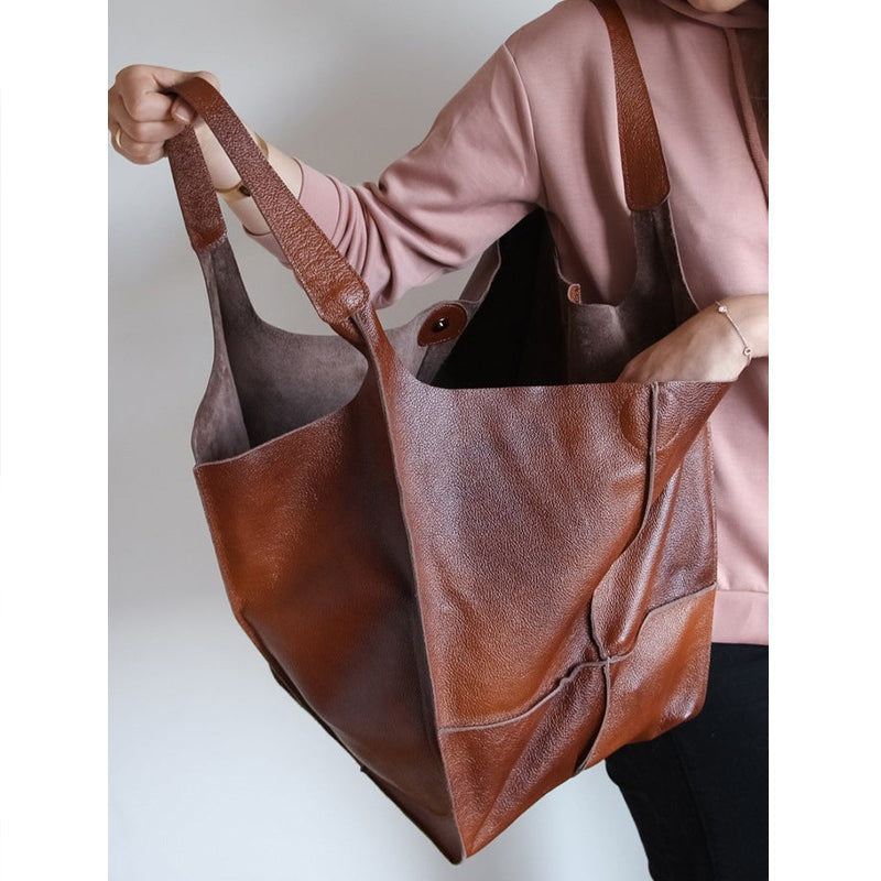 Unisex Leather Weekender Duffel Bag – PU Leather, 32×28×35cm & Adjustable Straps