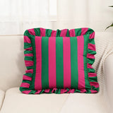 Ruffle-Edge Cushion Cover – Microfiber, 45×45cm & Striped Design