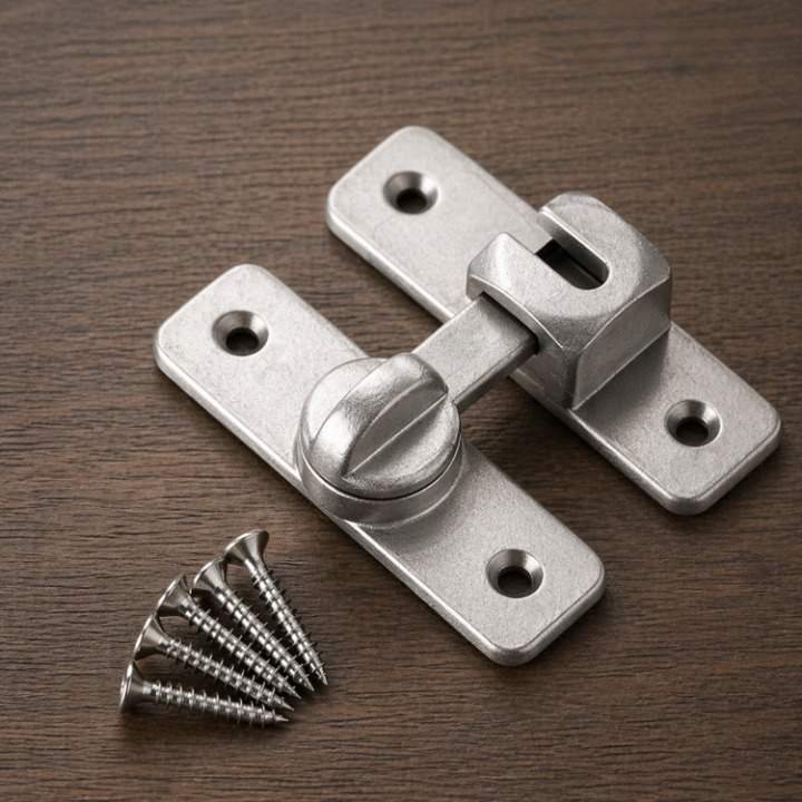Aluminum Door Latch Lock – Corrosion-Resistant, Silver, 2-Pack with Screws