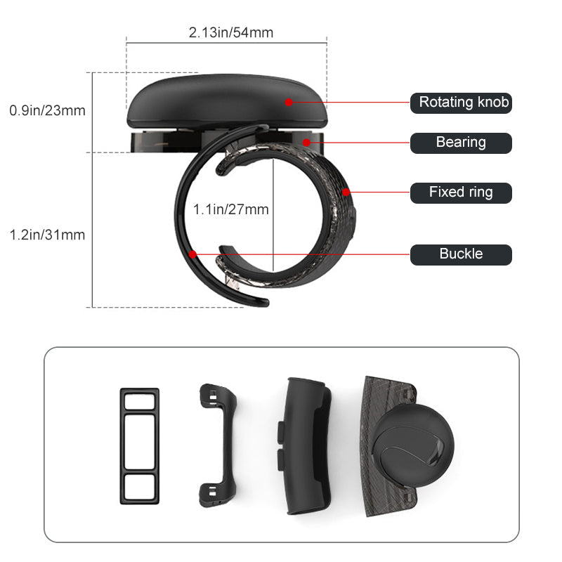 360° Steering Wheel Knob – Universal Fit, Non-Slip Silicone & ABS Grip