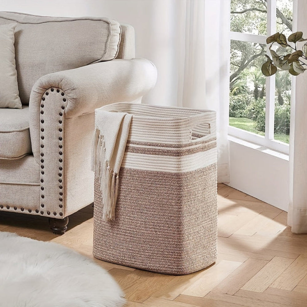 Optimized Product Title: "Großer geflochtener Baumwollseil-Wäschekorb mit praktischen Griffen – Ideal für Wäsche und Aufbewahrung" 

This title includes relevant keywords while providing additional context to attract potential buyers.