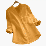 Women's Blouse – Loose Fit, Long Sleeve & Stand-Up Collar