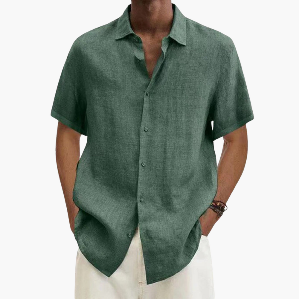 Men's Linen Shirt – Short Sleeve, Button-Up Closure & Summer Style