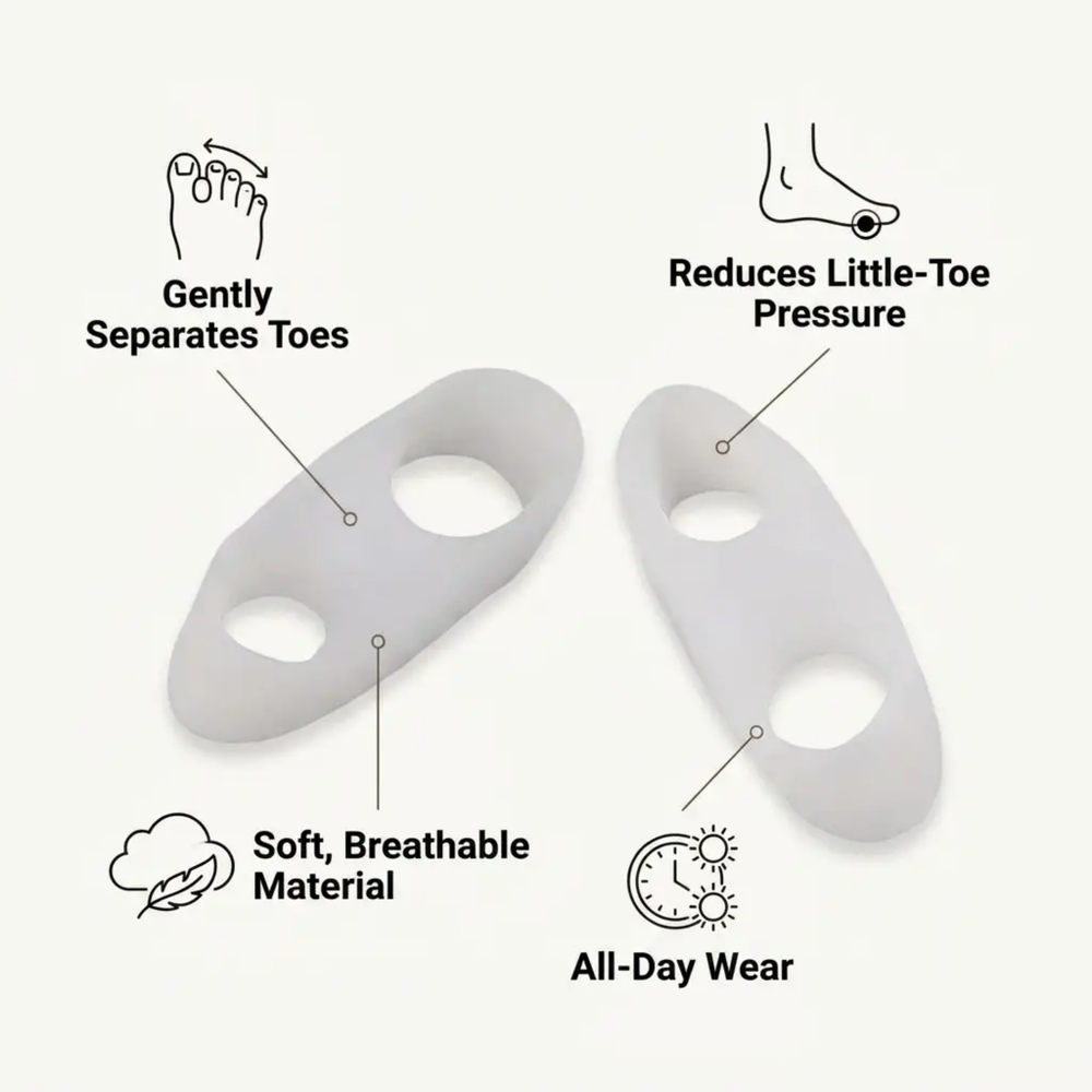 ToeGuard Orthopedic Toe Spacers | Bunionette Corrector - Little Toe Straightener - for Bunions - Hammertoe and Toe Alignment Bowlift