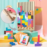 Holz-Tetris-Puzzle für Kinder ab 5 Jahren – Buntes, Kreatives Bauspiel zur Förderung von Motorik und Logik