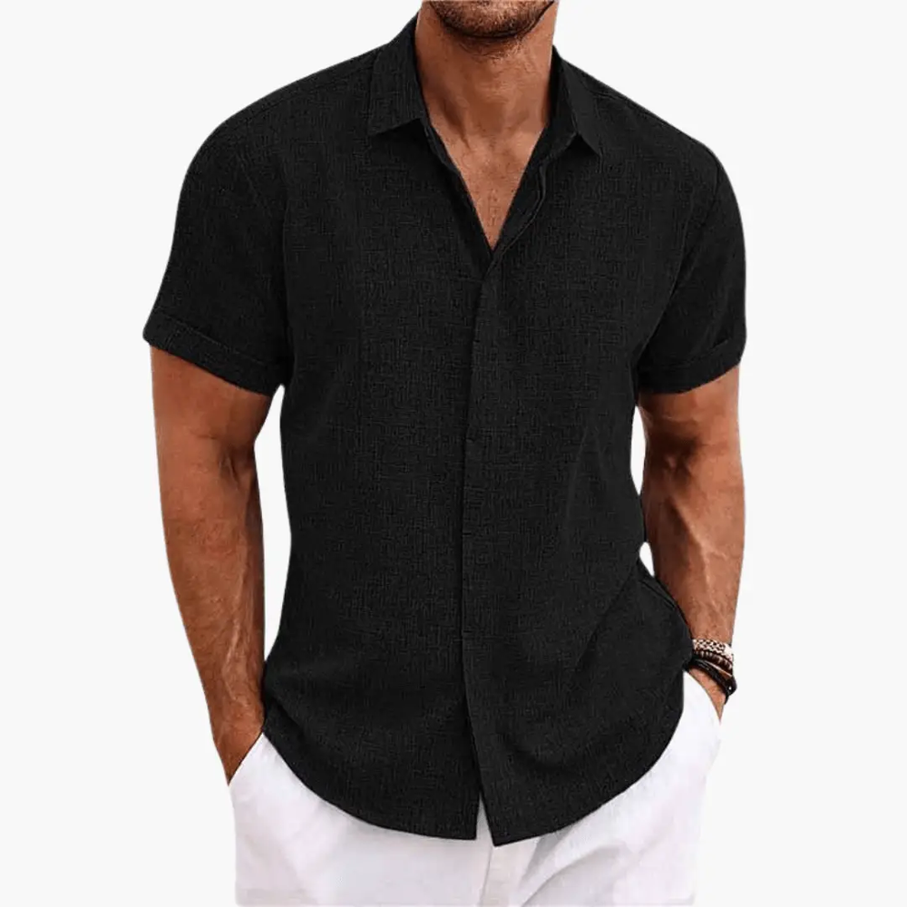 Men's Button-Up Shirt – Short Sleeve, Lightweight & Breathable