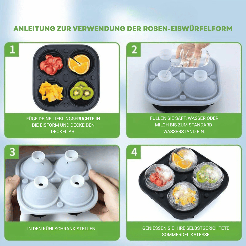 3D Rose Ice Cube Tray – Food-Grade Silicone, 6cm Cubes & 4 Cavities
