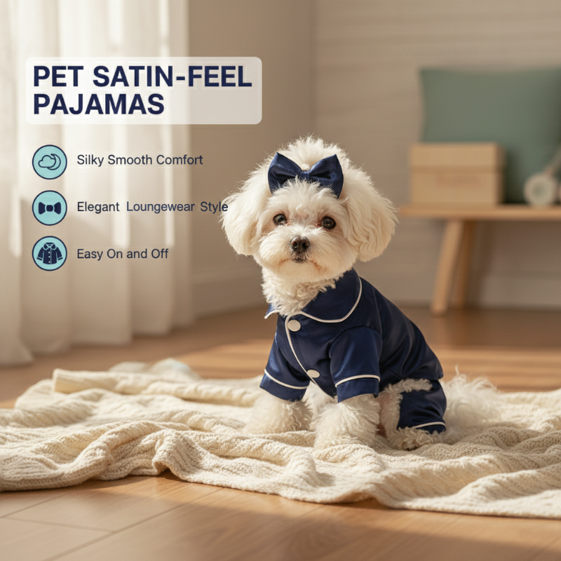 Pet Pajamas – Satin-Finish Acrylic, Snap Buttons & Sizes XS–XL for Dogs & Cats