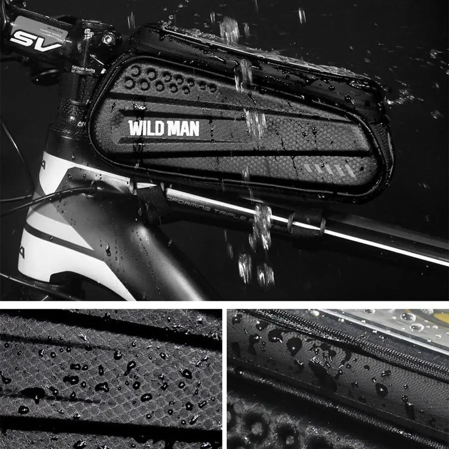 Bicycle Frame Bag – Touchscreen Window, Waterproof Hard Shell & Fits Phones up to 19×9cm